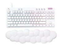 Klávesnica - bez numerickej klávesnice - podsvietenie - USB - QWERTY - britská - klávesový spínač: Tactile - biela