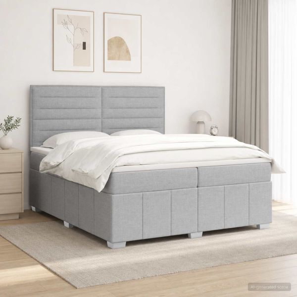 vidaXL Posteľ boxspring s matracom Svetlosivá 200 x 200 cm Látka