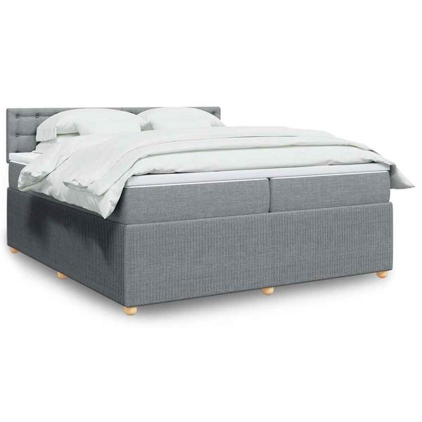 vidaXL Posteľný rám boxsping s matracom bledosivý 200x200 cm látka