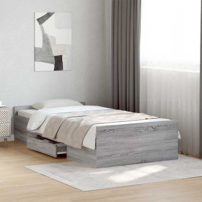 vidaXL Rám postele so skladom Sivý Sonoma 80 x 200 cm Kompozitné drevo