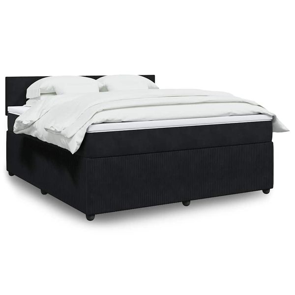 vidaXL Posteľný rám boxspring s matracom čierny 180x200 cm zamat