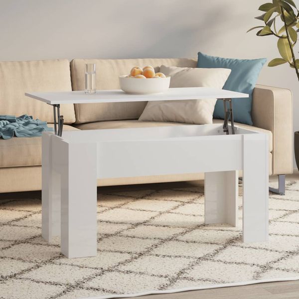 vidaXL Konferenčný stôl lesklý biely 101x49x52 cm spracované drevo