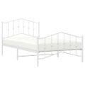 vidaXL Kovový rám postele s predným a zadným čelom biely 107x203 cm