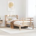 vidaXL Posteľný rám s čelom biely 75x190 cm borovicový masív