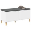 vidaXL Predsieňová lavica s vankúšom s dverami Biely 100 x 38 x 46 cm