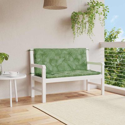 vidaXL Podložky na záhradnú lavičku 2 ks vzor listov 120x50x7 cm látka