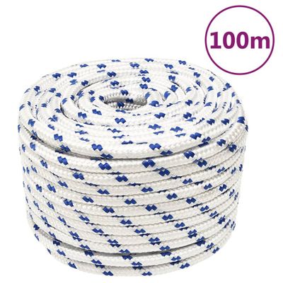 vidaXL Lodné lano biele 14 mm 100 m polypropylén