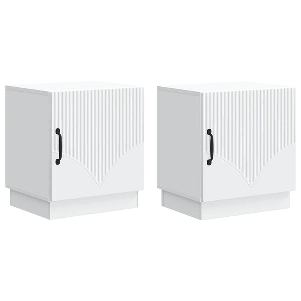 vidaXL Nočný stolík 2 pcs Biela 43 x 34,5 x 47 cm Kompozitné drevo