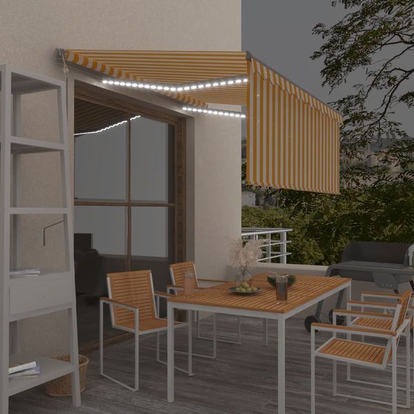 vidaXL Automatická markíza tienidlo&LED&senzor vetra žlto-biela