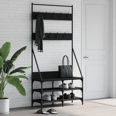 vidaXL Vešiak na šaty s botníkom čierny 90x34x184 cm