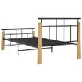 vidaXL Posteľný rám kov a masívne dubové drevo 100x200 cm