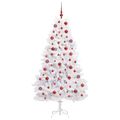 vidaXL Umelý Sklápací Vianočný Stromček Biela 180 cm PVC a oceľ