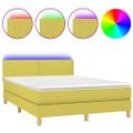 vidaXL Posteľ boxsping s matracom a LED zelená 140x190 cm látka
