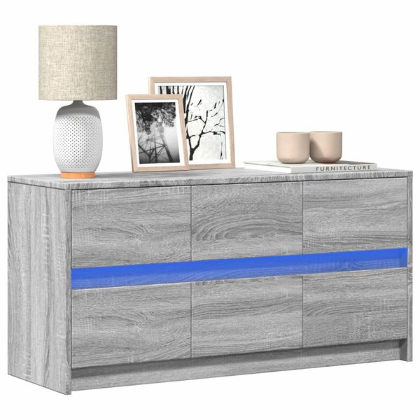 vidaXL TV stolík s LED sivý sonoma 100x34x50 cm kompozitné drevo