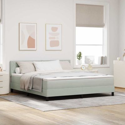 vidaXL Posteľ s pružinovým rámom Svetlosivá 180 x 200 cm Zamat