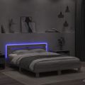 vidaXL Posteľný rám s čelom a LED sivý sonoma 150x200 cm