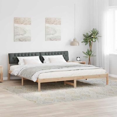 vidaXL Rám postele hnedá a tmavosivá 200 x 200 cm Borovicový masív