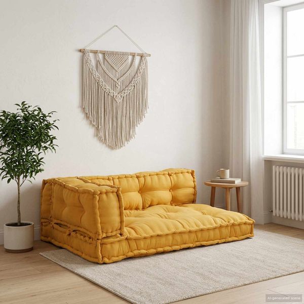 vidaXL Vankúš na paletový gauč 3 pcs Žltá 120 x 80 x 38 cm Látka