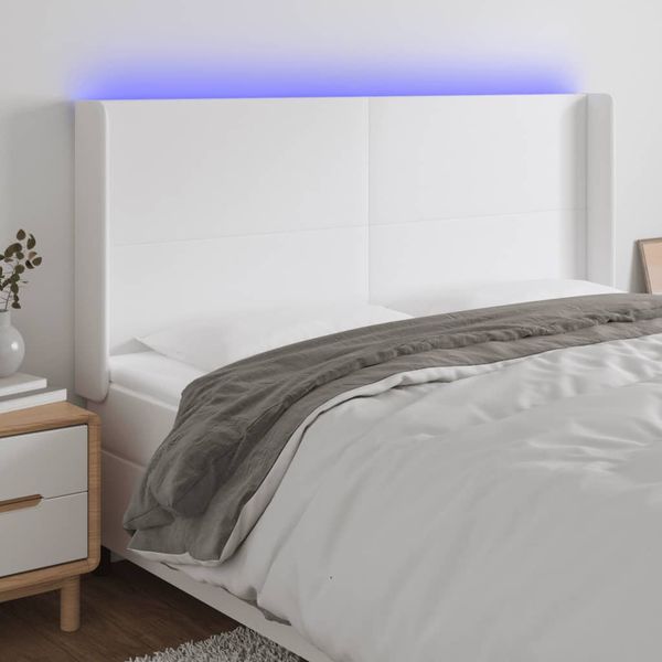 VidaXL Čelo postele biele 203x16x118/128 cm umelá koža