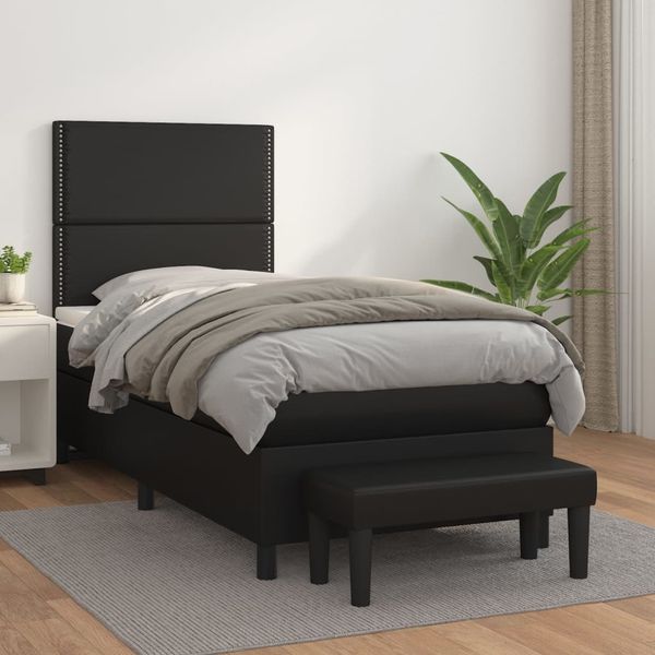 vidaXL Boxspring posteľ s matracom čierny 90x190 cm umelá koža