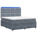 vidaXL LED boxspring posteľ s matracom Tmavosivá 200 x 200 cm Zamat