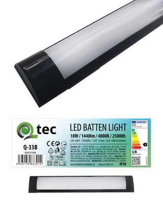 Q-33B 18W LED BATTEN LIGHT podlinkové svetlo - čierne QTEC 60cm
