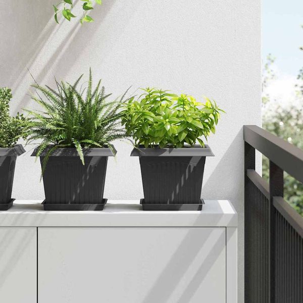 vidaXL Kvetináče 24 pcs Čierna 23 x 23 x 17,5 cm Plast