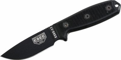 ESEE-3MIL-P-BLK ESEE 3 univerzálny nôž 9,8 cm, celočierny, G10, plastové puzdro