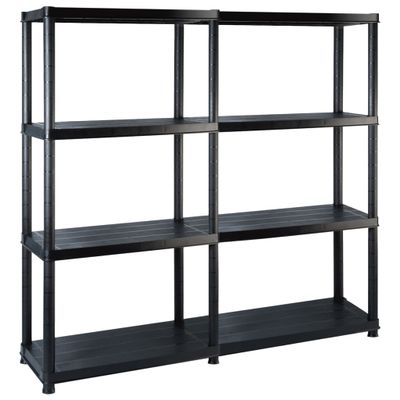 vidaXL Regál so 4 úložnými poličkami čierny 122x30,5x130 cm plastový