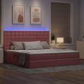vidaXL LED úložná posteľ s matracom Ružová 200 x 200 cm Zamat