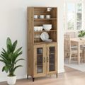 vidaXL Highboard Remeselný dub 69,5 x 34 x 180 cm Kompozitné drevo