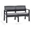 vidaXL 2-miestna záhradná lavička s vankúšmi antracitová 120 cm plastová