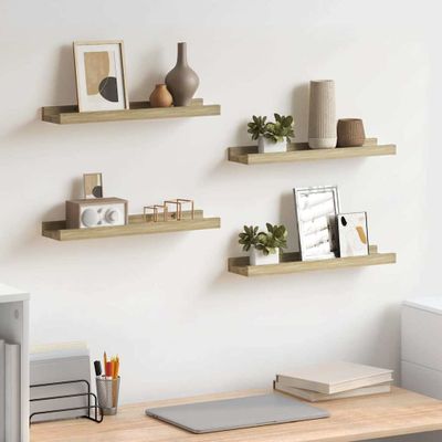 vidaXL Nástenné police 4 ks, dub sonoma 40x9x3 cm