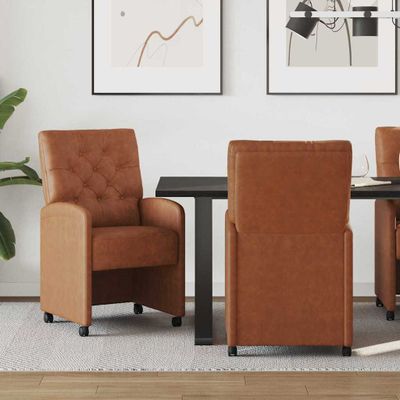 vidaXL Jedálenské stoličky na kolieskach 2 pcs Hnedá 58 x 67 x 97 cm