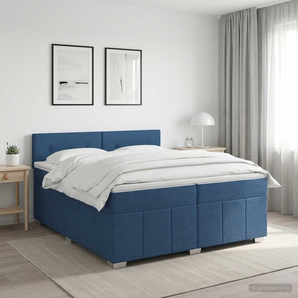 vidaXL Posteľ boxspring s matracom Modrá 200 x 200 cm Látka