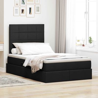 vidaXL Postel s úložným prostorem a matrací Čierna 120 x 200 cm látka