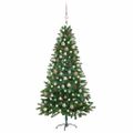 vidaXL Osvetlený umelý vianočný stromček s guľami 180 cm, zelený