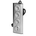 ORNO VIRONE FS-4 Povrchová rohová zásuvka 3x 230V, 2xUSB, 1,5m kábel, nerez