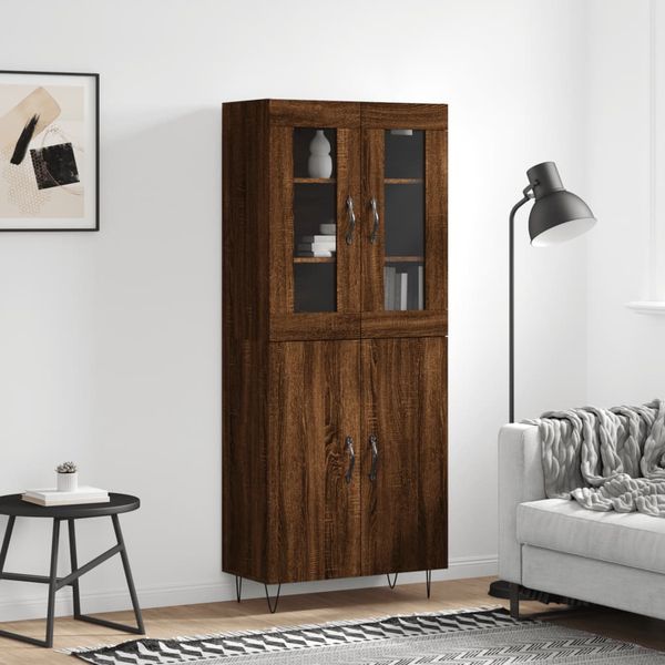 vidaXL Vysoká skrinka hnedý dub 69,5x34x180 cm spracované drevo