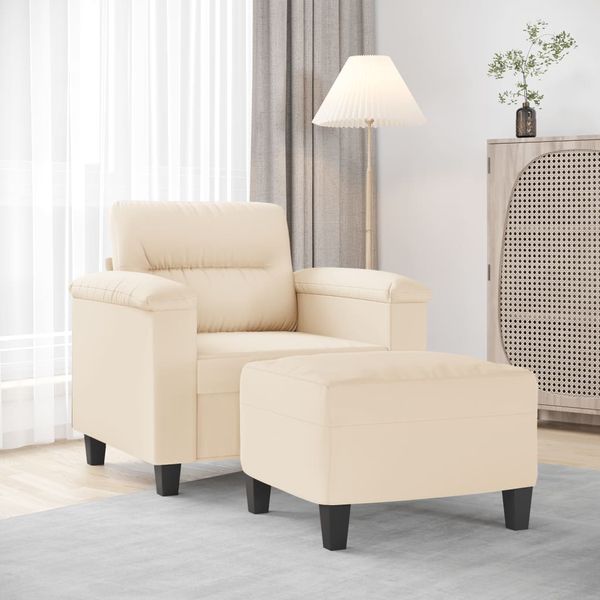 vidaXL Kreslo s podnožkou béžové 60 cm mikrovlákno látkové