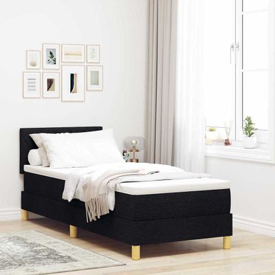 vidaXL Posteľ s pružinovým rámom s vankúšom Čierna 80 x 200 cm látka