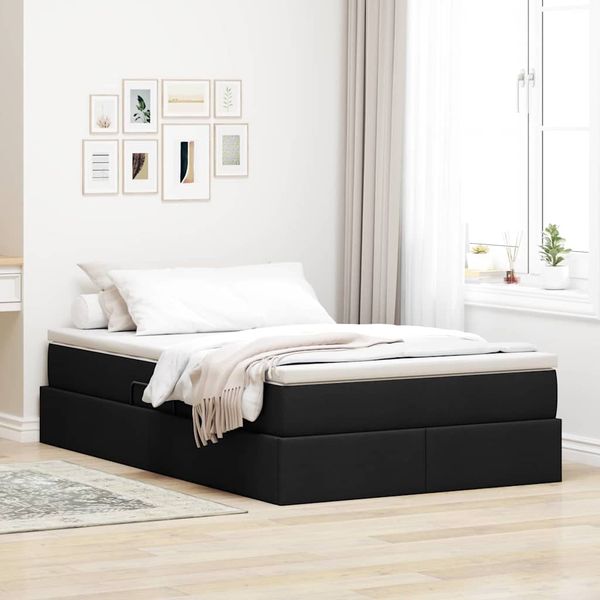 vidaXL Postel s úložným prostorem a matrací Čierna 120 x 200 cm