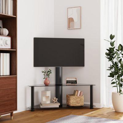 vidaXL Rohový TV stojan 2-vrstvový pre 32-70 palcov čierny