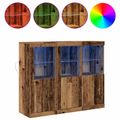 vidaXL LED komoda 3 ks Staré drevo 123 x 37 x 100 cm Kompozitné drevo