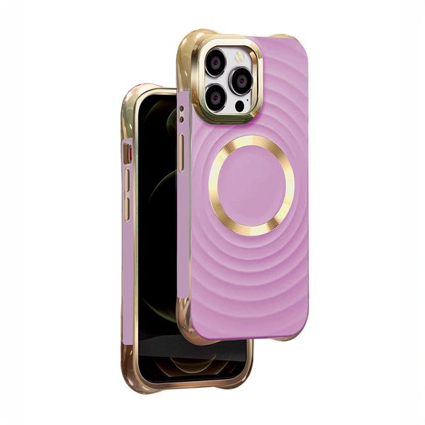 Kruhové Glam Mag puzdro pre iPhone 14 Pro 6,1" fialové