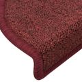 vidaXL Schodové rohože 15 ks 56x17x3 cm bordové polkruhové