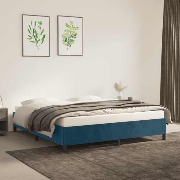 vidaXL Posteľ bez matraca tmavomodrý 180x200 cm zamat