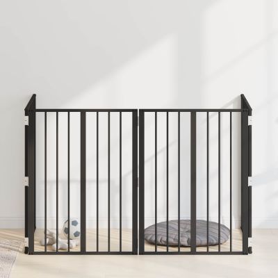 vidaXL Psia brána 4 pcs Čierny 60 x 80 cm Pozinkovaná oceľ