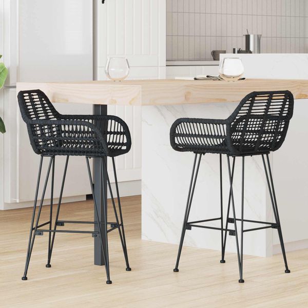 vidaXL Barová stolička 2 pcs 55 x 52 x 92 cm Ratan a železo