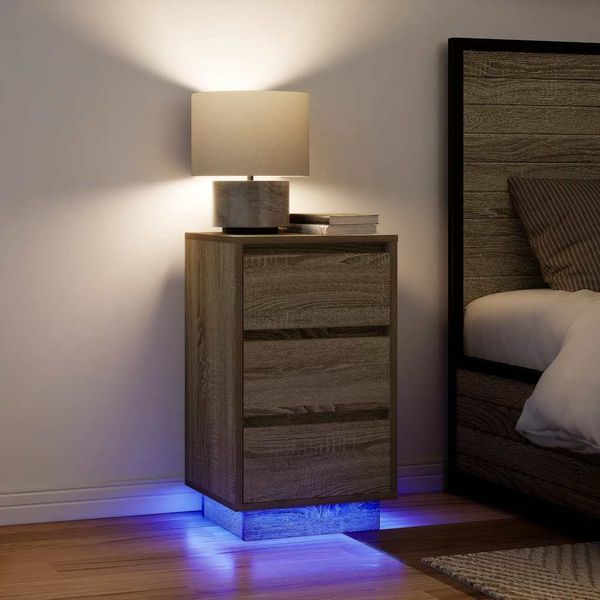 vidaXL nočná skrinka s LED osvetlením dub sonoma 38x34x65 cm